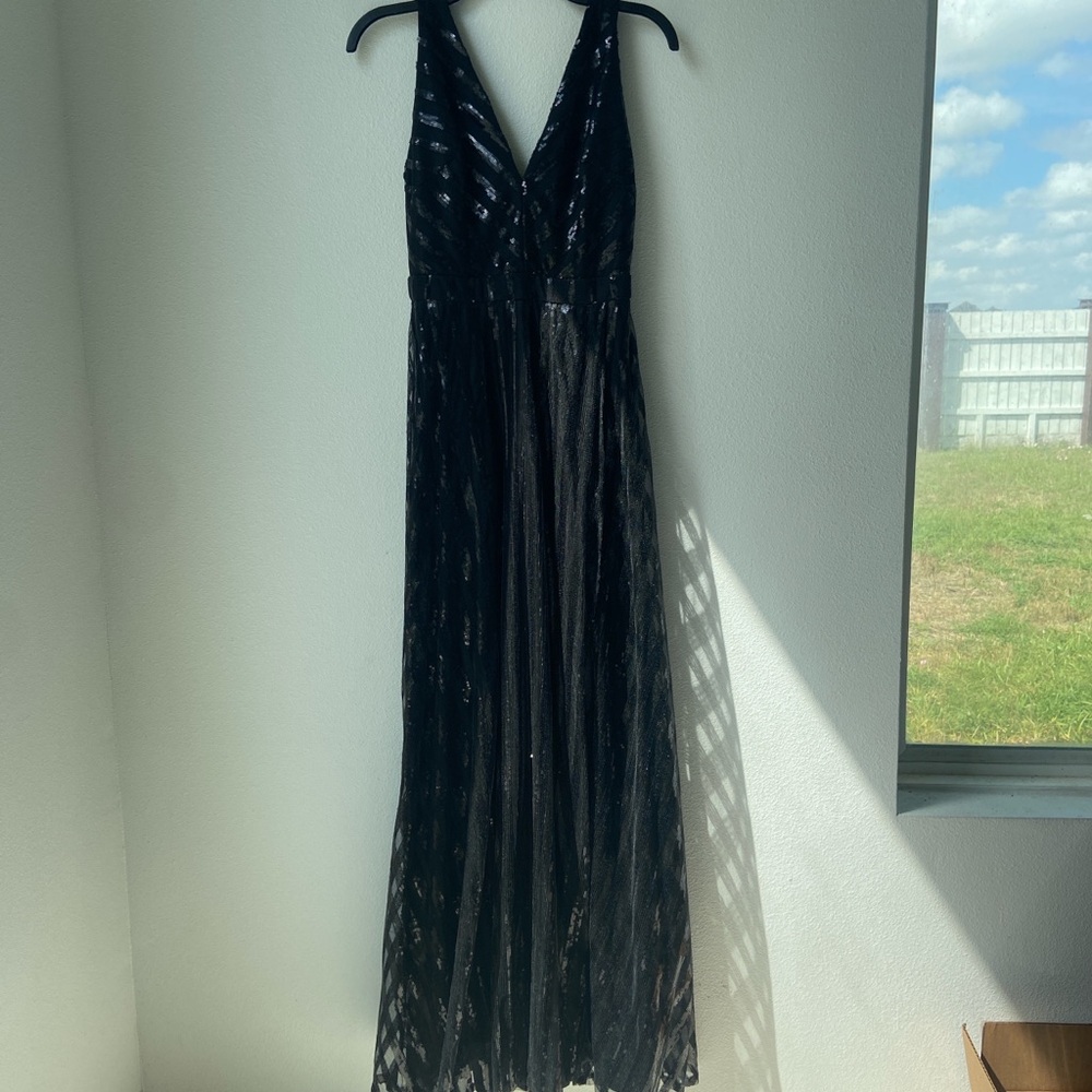 Maniju Black Sequin Maxi Prom Dress